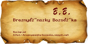 Breznyánszky Bozsóka névjegykártya